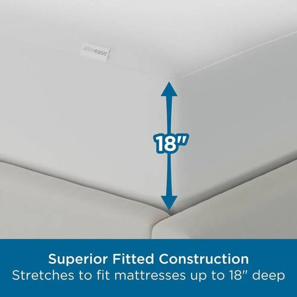 Allerease Cool Touch Fitted Mattress Protector - White - Picture 5 of 5